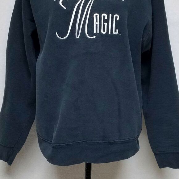 VINTAGE 1980s Front Row Orlando Magic Black Printed USA Made Warm Sweatshirt Med - Picture 9 of 14